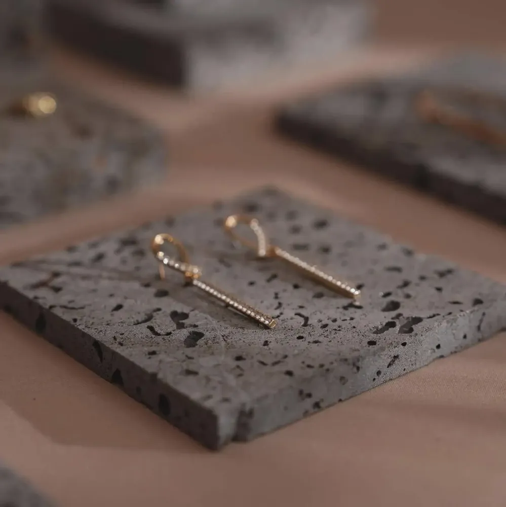 Jewelry - Natural Lava Stone and Brass Jewelry Display Set - WHISPERING WOODS