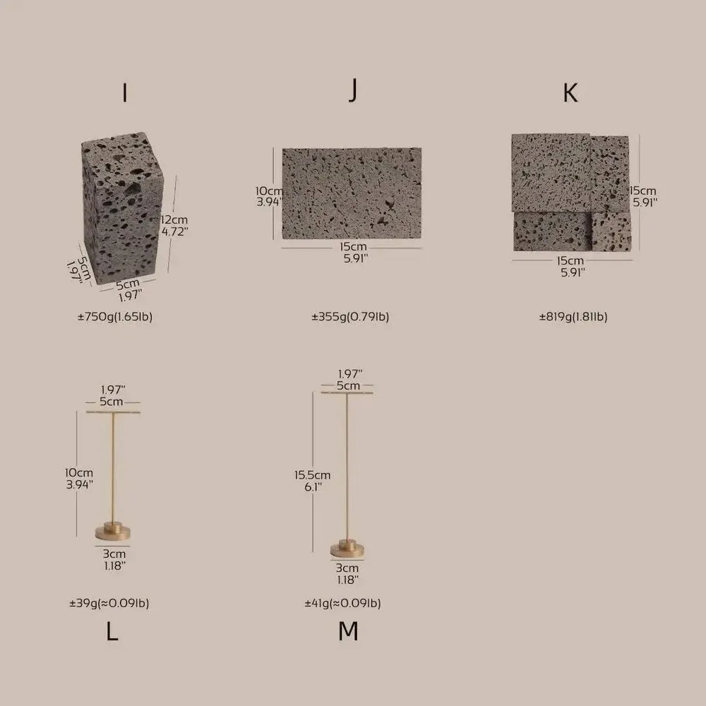 Jewelry - Natural Lava Stone and Brass Jewelry Display Set - WHISPERING WOODS