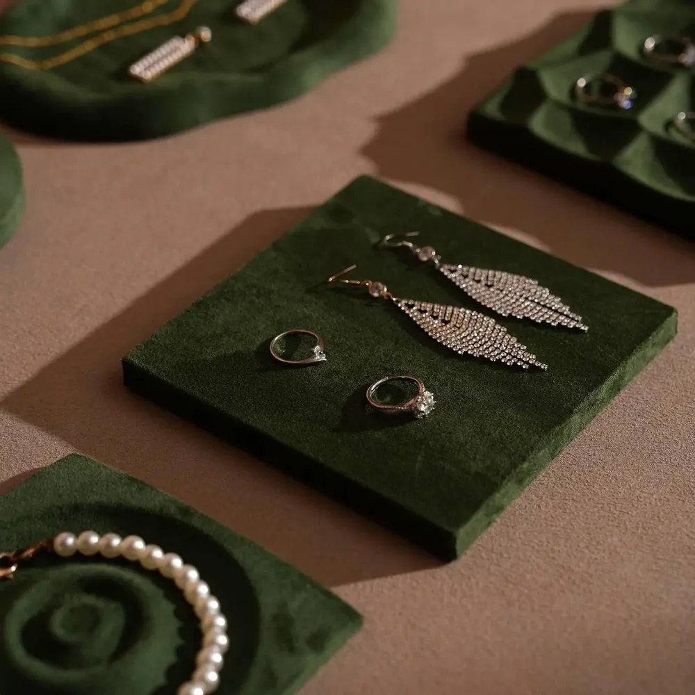 Jewelry - Forest Green Vegan Suede Jewelry Tray Set - WHISPERING WOODS