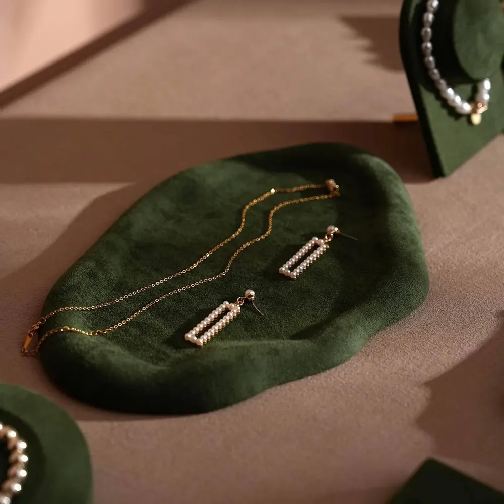 Jewelry - Forest Green Vegan Suede Jewelry Tray Set - WHISPERING WOODS