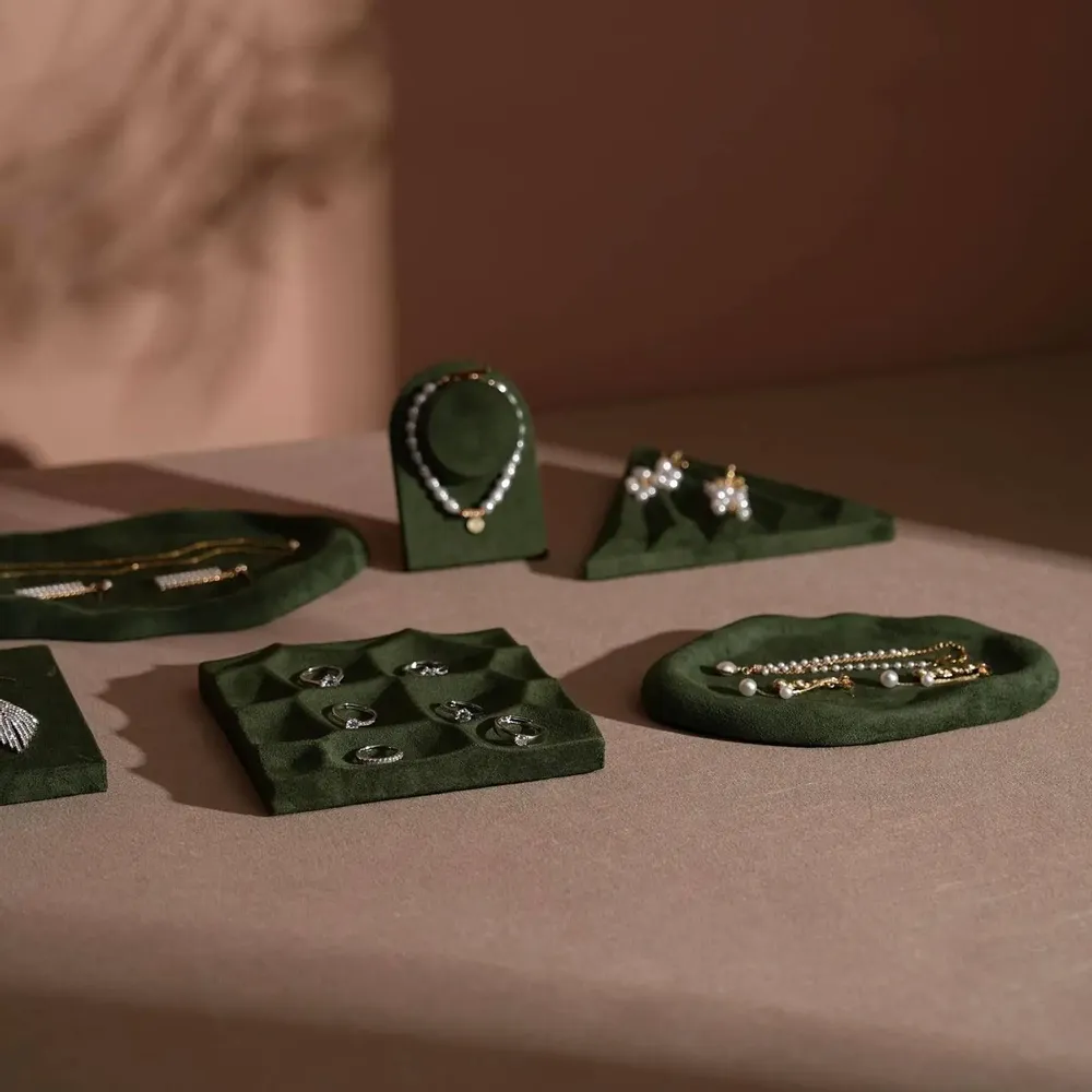 Jewelry - Forest Green Vegan Suede Jewelry Tray Set - WHISPERING WOODS