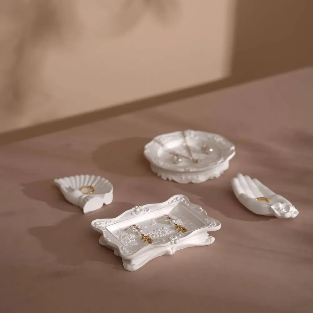 Jewelry - Neoclassical Gypsum Jewelry Dish Set - WHISPERING WOODS