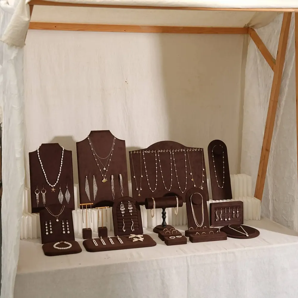 Jewelry - Pavilion Jewelry Display Set in Dark Mocha Vegan Suede - WHISPERING WOODS