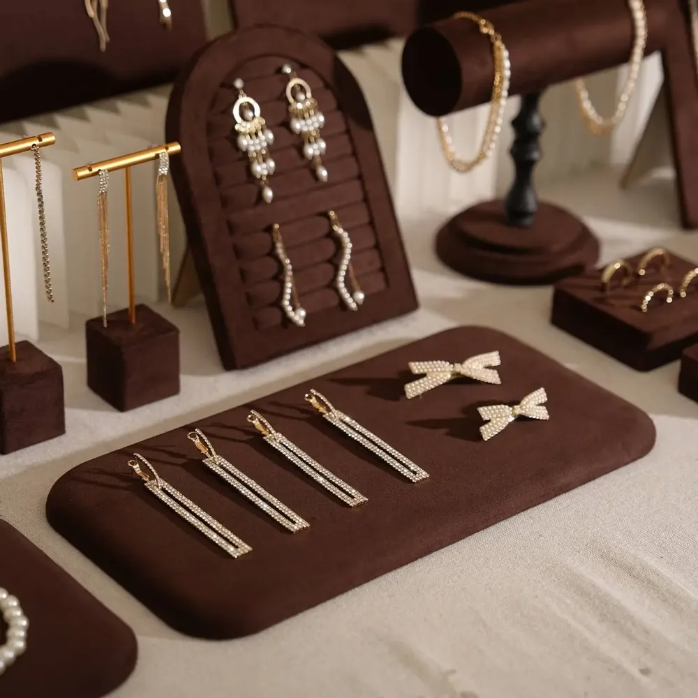 Jewelry - Pavilion Jewelry Display Set in Dark Mocha Vegan Suede - WHISPERING WOODS