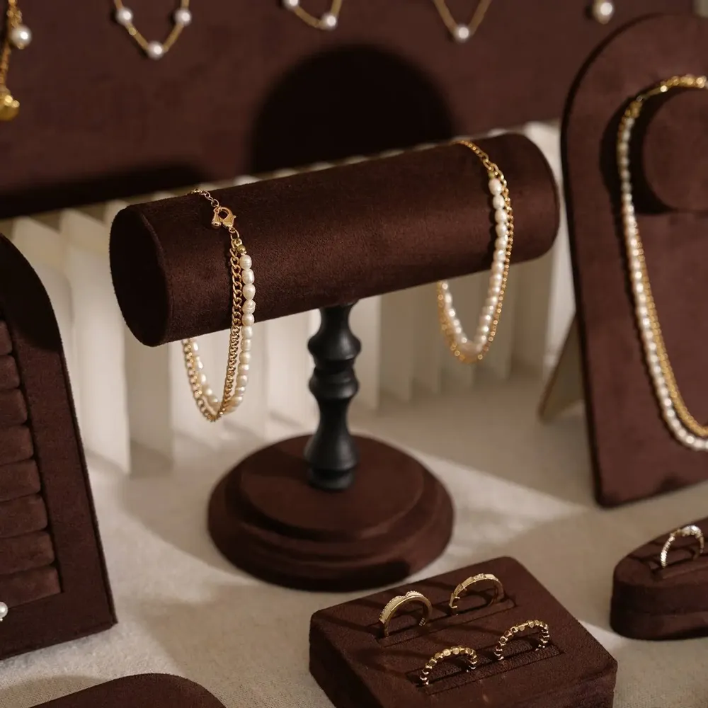 Jewelry - Pavilion Jewelry Display Set in Dark Mocha Vegan Suede - WHISPERING WOODS