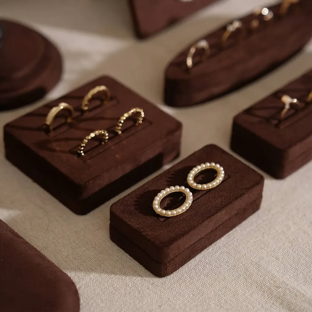 Jewelry - Pavilion Jewelry Display Set in Dark Mocha Vegan Suede - WHISPERING WOODS