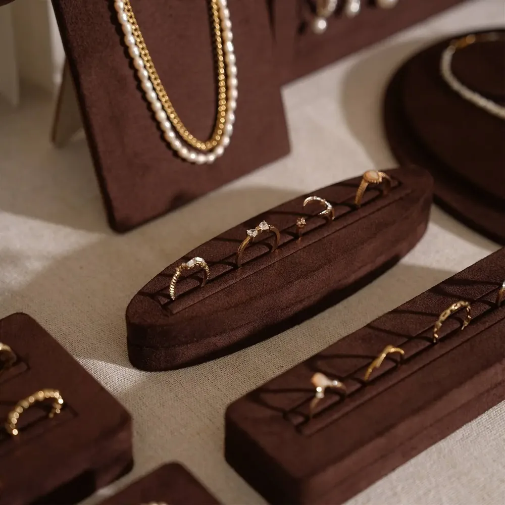 Jewelry - Pavilion Jewelry Display Set in Dark Mocha Vegan Suede - WHISPERING WOODS