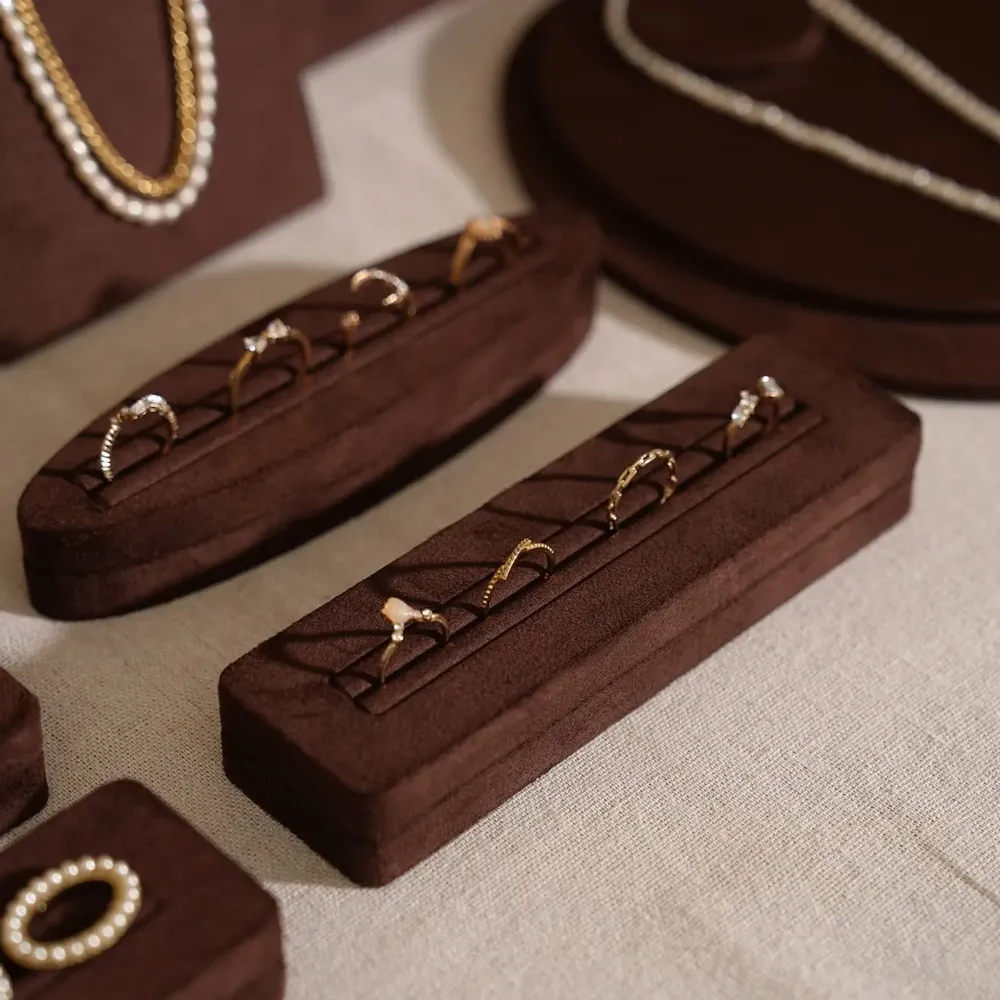 Jewelry - Pavilion Jewelry Display Set in Dark Mocha Vegan Suede - WHISPERING WOODS