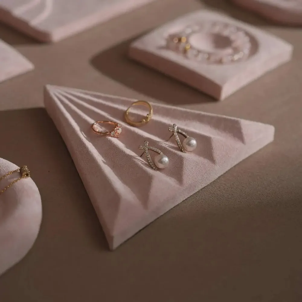 Jewelry - Soft Blush Pink Vegan Suede Jewelry Dish Set - WHISPERING WOODS