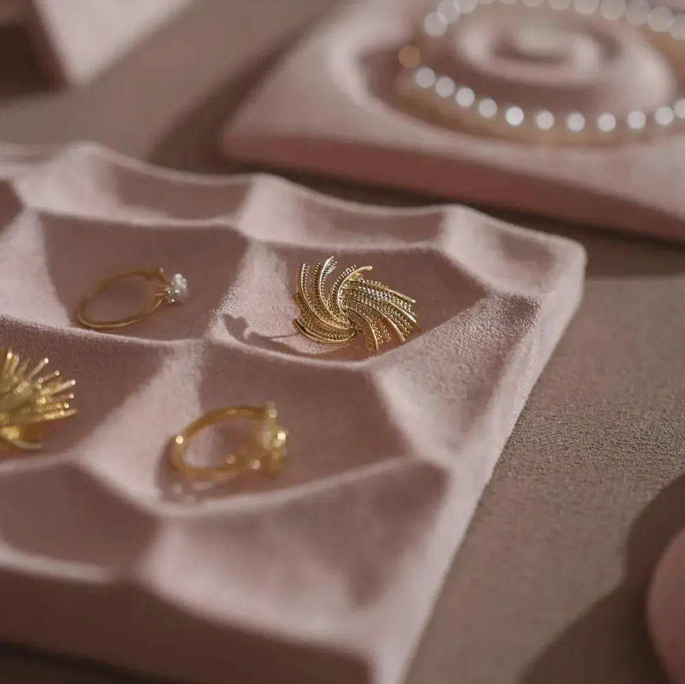 Jewelry - Soft Blush Pink Vegan Suede Jewelry Dish Set - WHISPERING WOODS