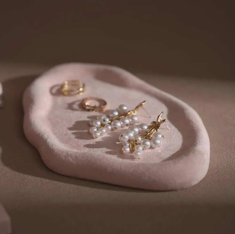 Jewelry - Soft Blush Pink Vegan Suede Jewelry Dish Set - WHISPERING WOODS
