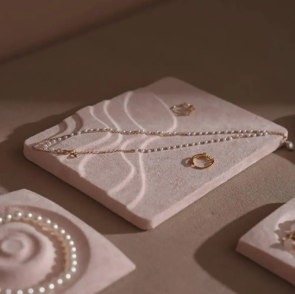 Jewelry - Soft Blush Pink Vegan Suede Jewelry Dish Set - WHISPERING WOODS