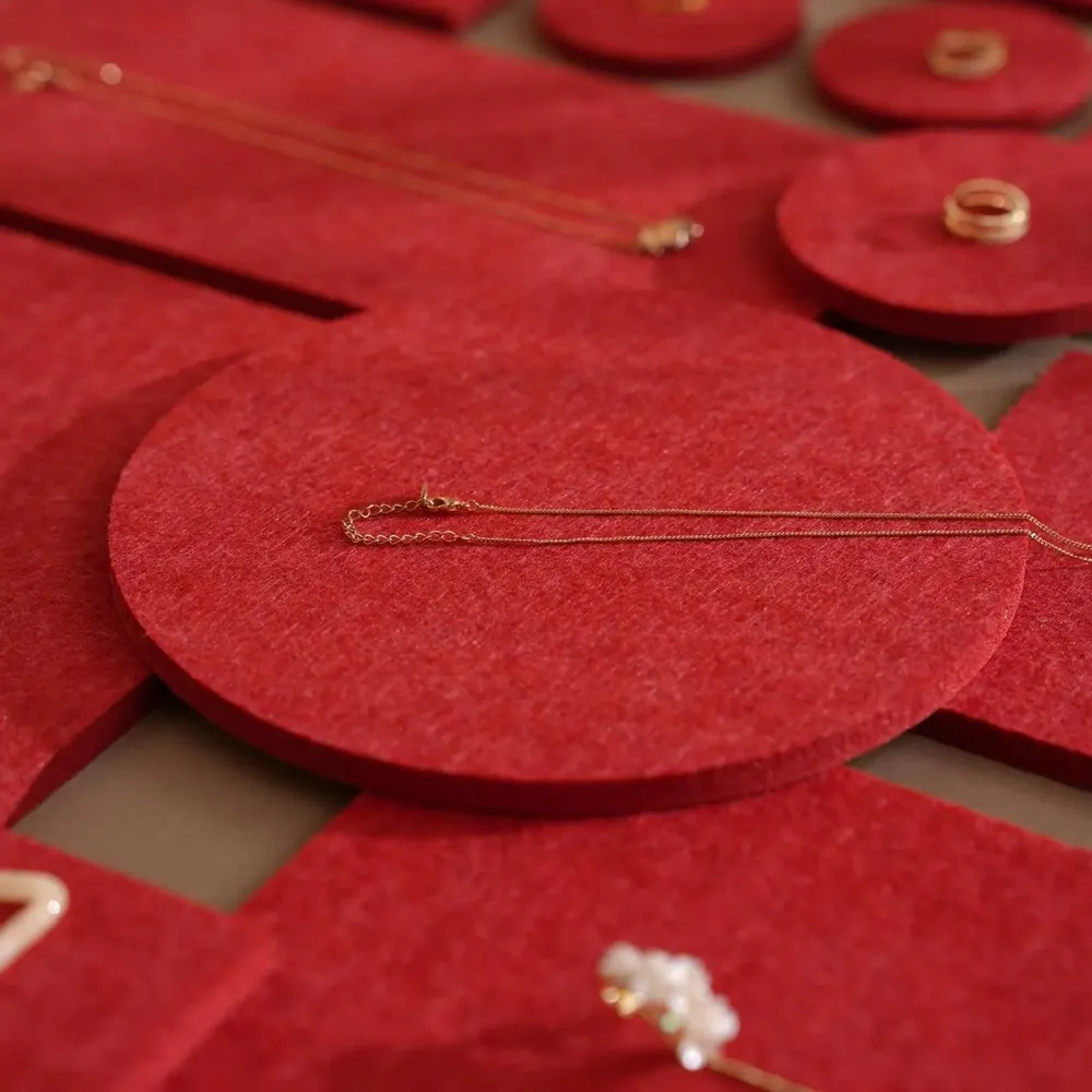 Jewelry - Red Felt Jewelry Display Platform Set - WHISPERING WOODS