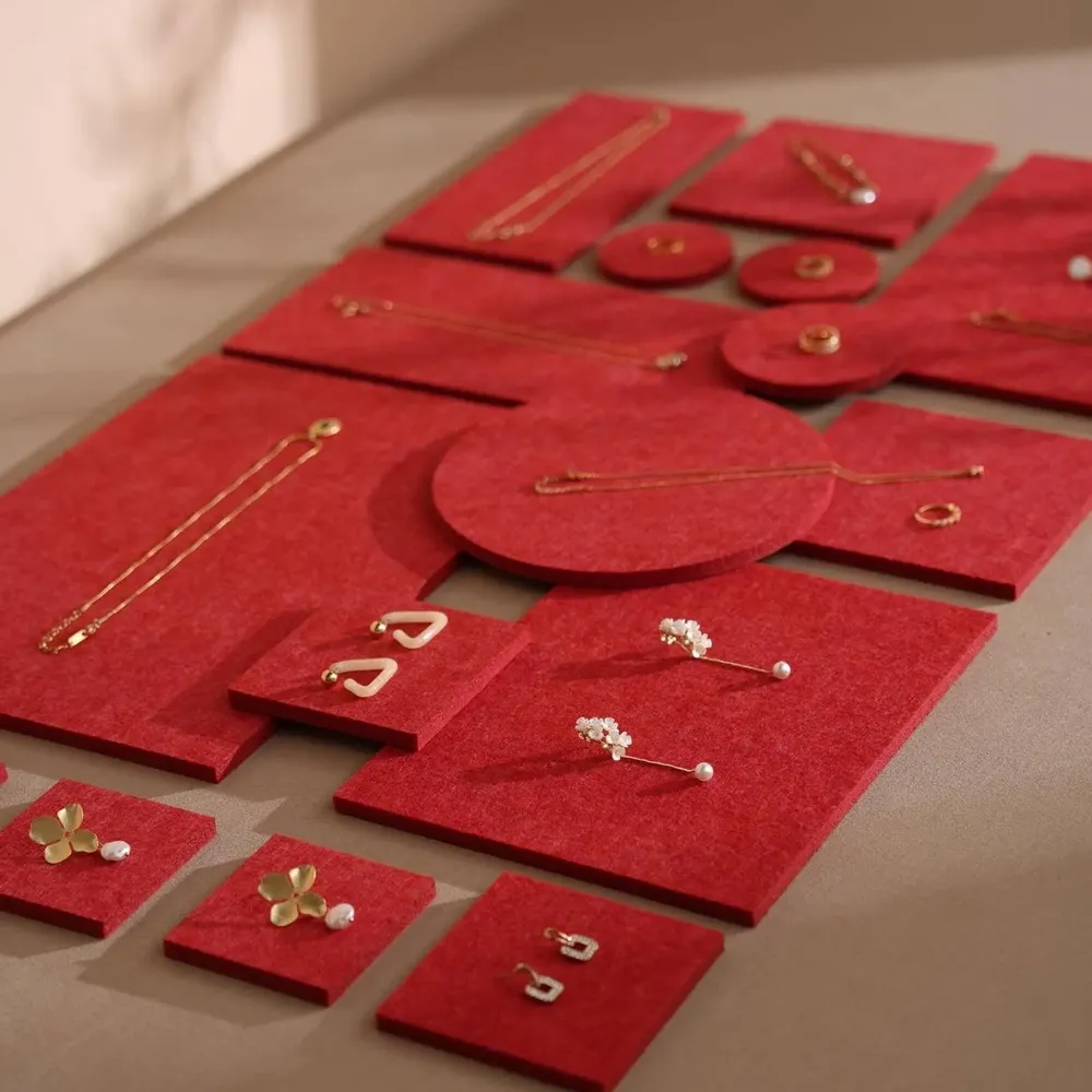 Jewelry - Red Felt Jewelry Display Platform Set - WHISPERING WOODS