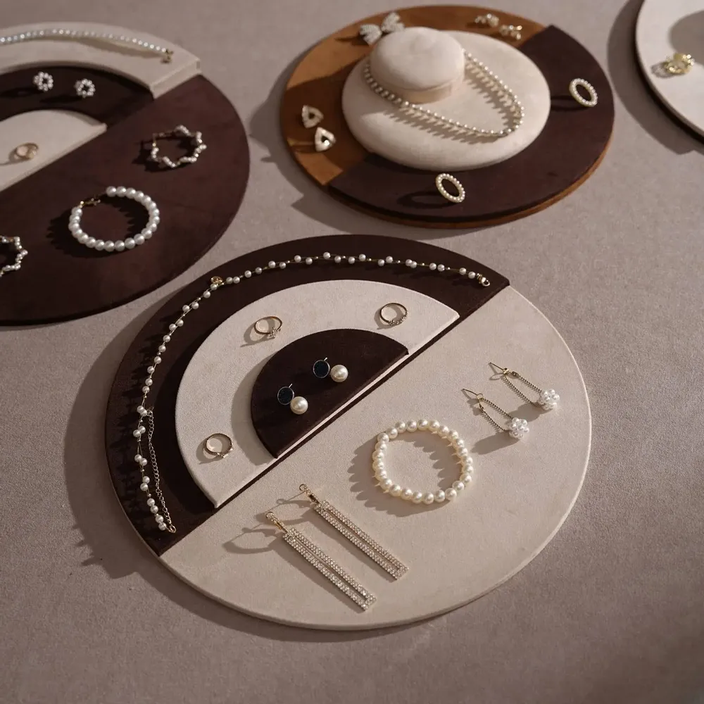 Jewelry - Tondo Round Jewelry Display Tray in Vegan Suede - WHISPERING WOODS