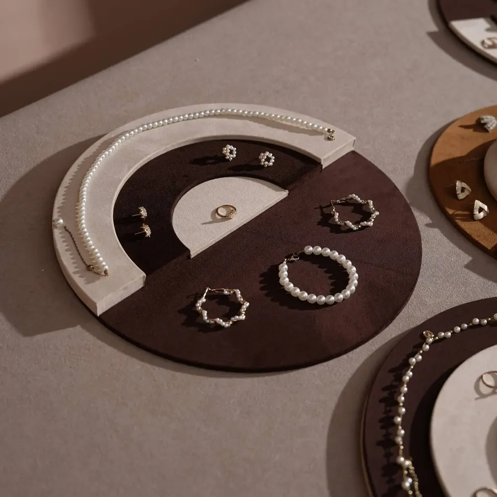 Jewelry - Tondo Round Jewelry Display Tray in Vegan Suede - WHISPERING WOODS