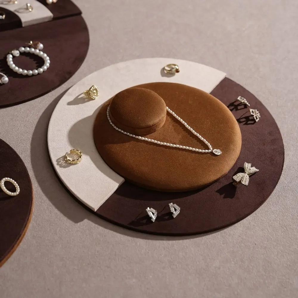 Jewelry - Tondo Round Jewelry Display Tray in Vegan Suede - WHISPERING WOODS