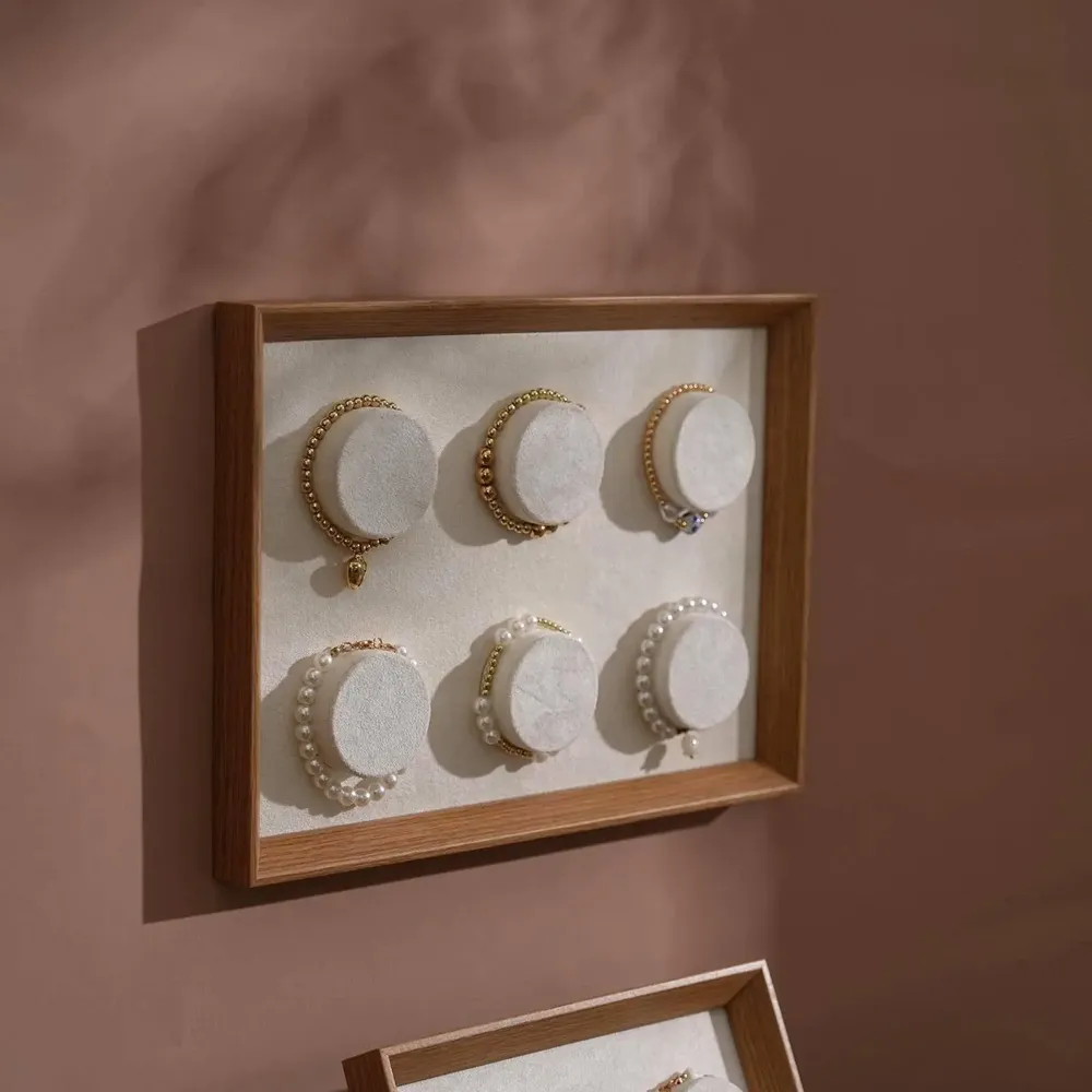 Jewelry - White Vegan Suede Bracelet Display Frame Set - WHISPERING WOODS
