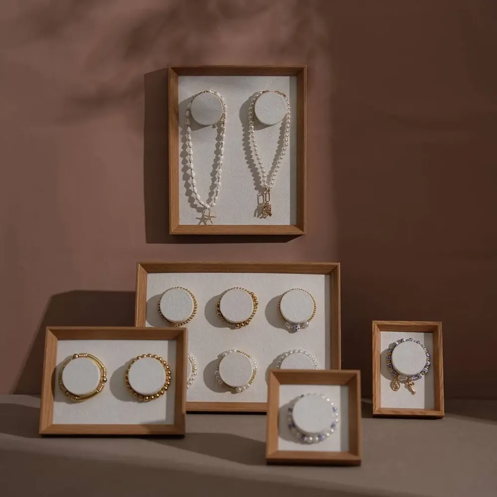 Jewelry - White Vegan Suede Bracelet Display Frame Set - WHISPERING WOODS