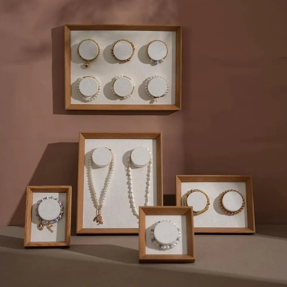 Jewelry - White Vegan Suede Bracelet Display Frame Set - WHISPERING WOODS