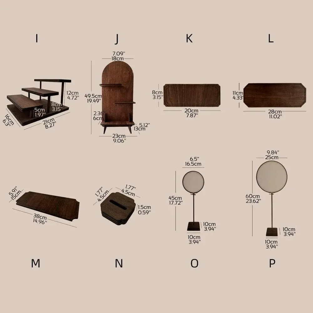 Jewelry - Large Walnut Veneer Jewelry Display Set with Stands and Trays - WHISPERING WOODS