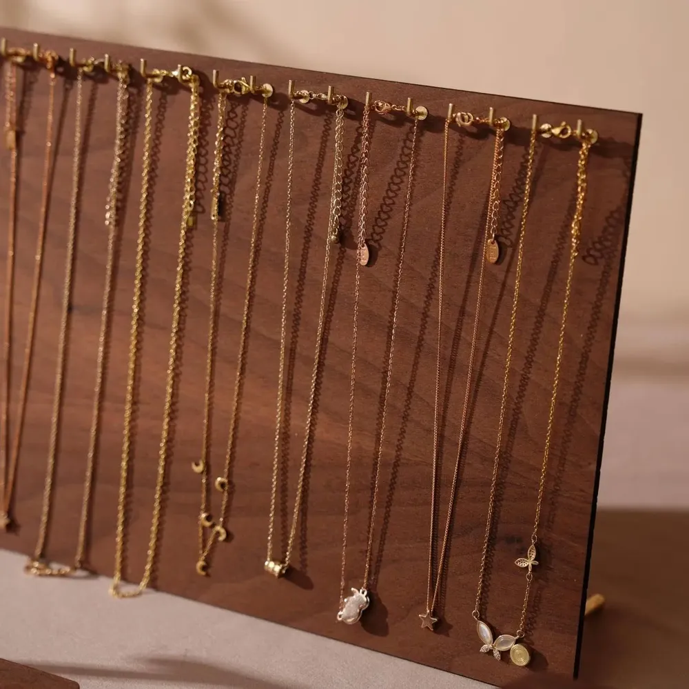 Jewelry - Walnut Veneer Jewelry Display Set with T-Bars - WHISPERING WOODS