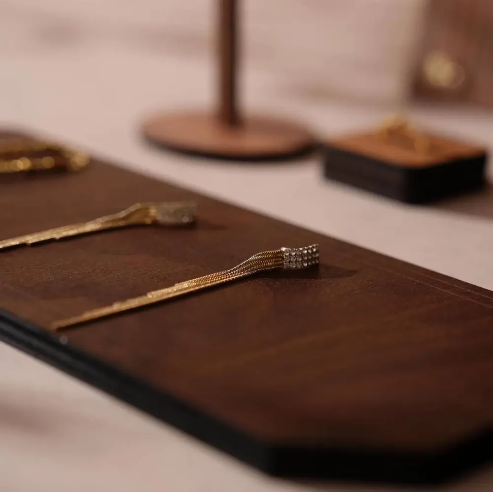 Jewelry - Walnut Veneer Jewelry Display Set with T-Bars - WHISPERING WOODS