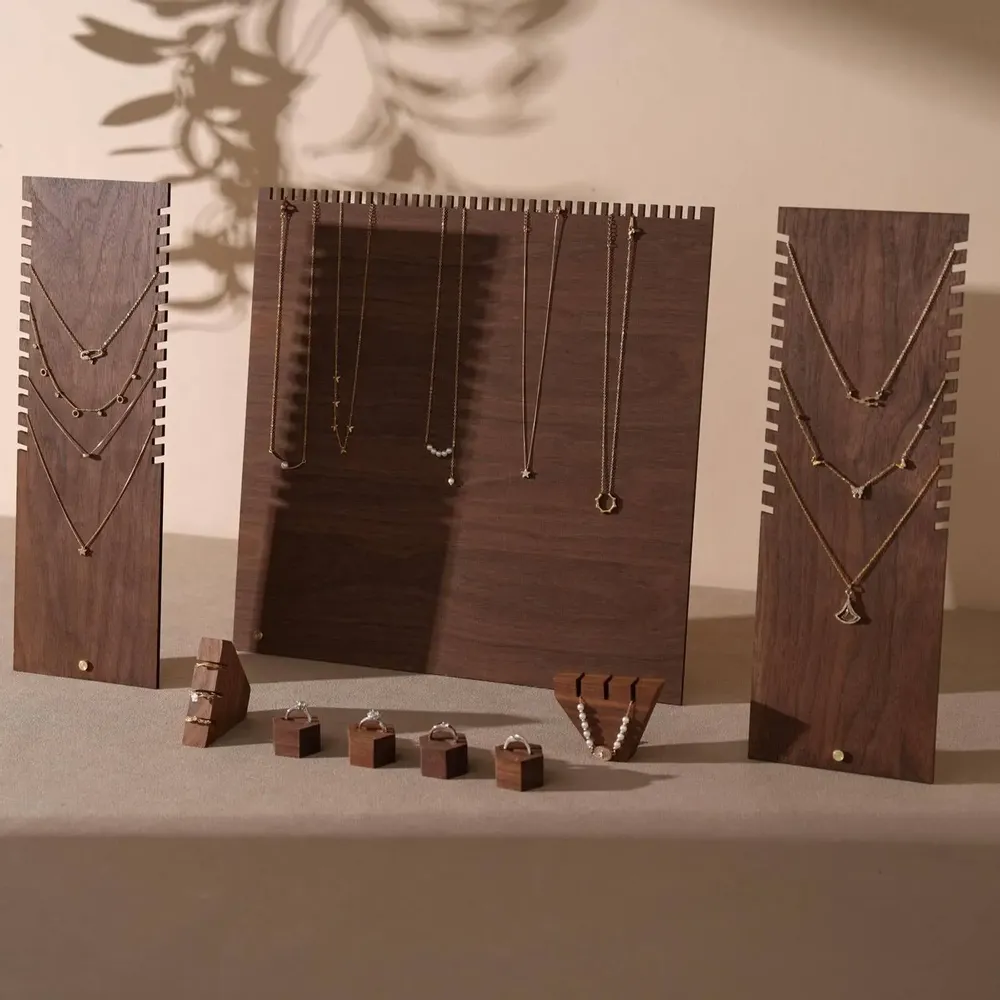 Jewelry - Solid Walnut and Walnut Veneer Jewelry Display Set - WHISPERING WOODS