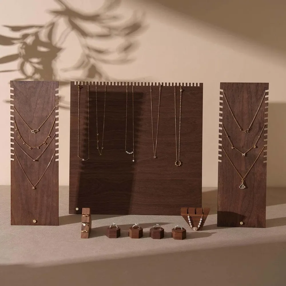 Jewelry - Solid Walnut and Walnut Veneer Jewelry Display Set - WHISPERING WOODS