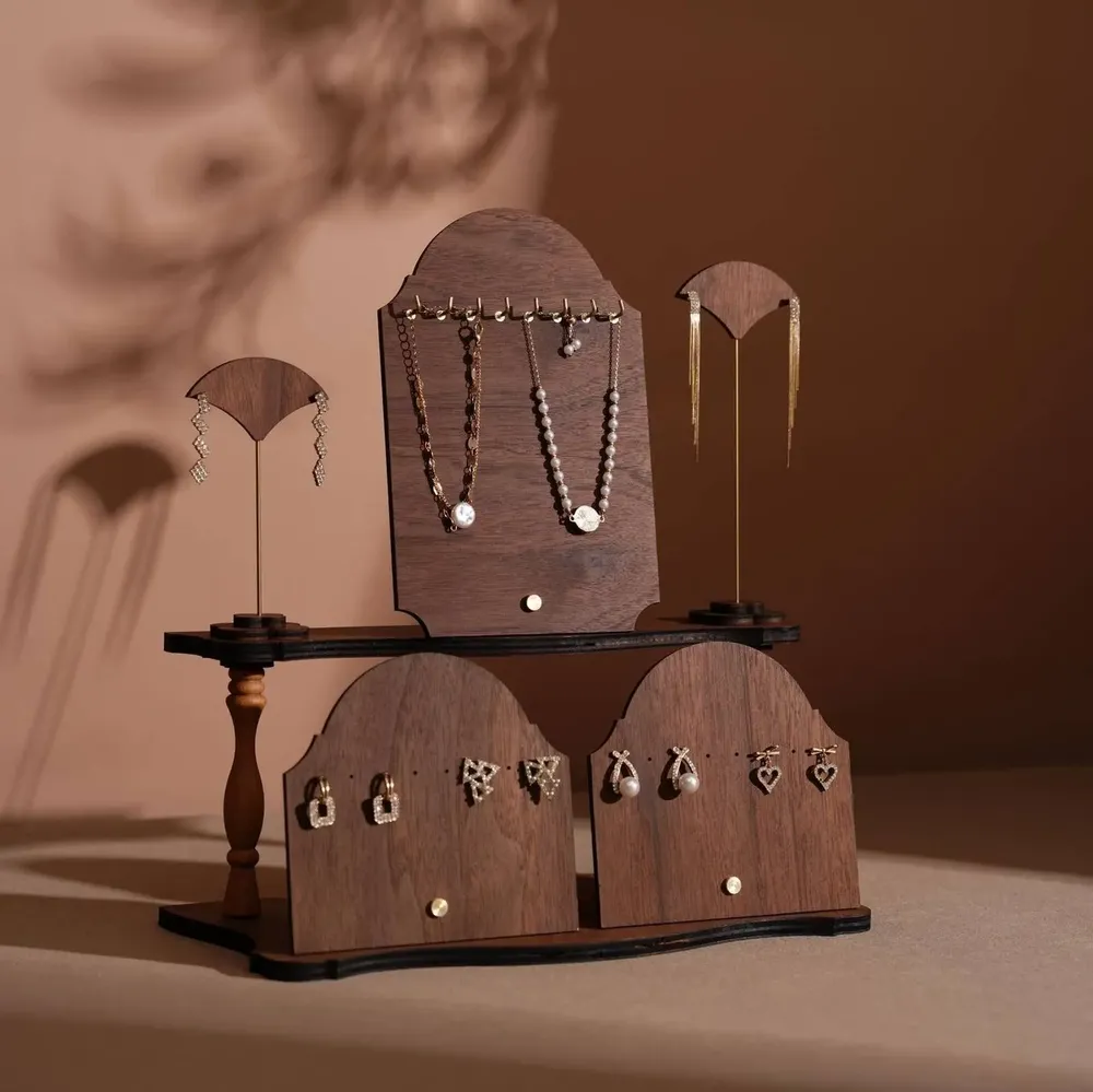 Jewelry - Walnut Veneer Earring and Bracelet Display Set - WHISPERING WOODS