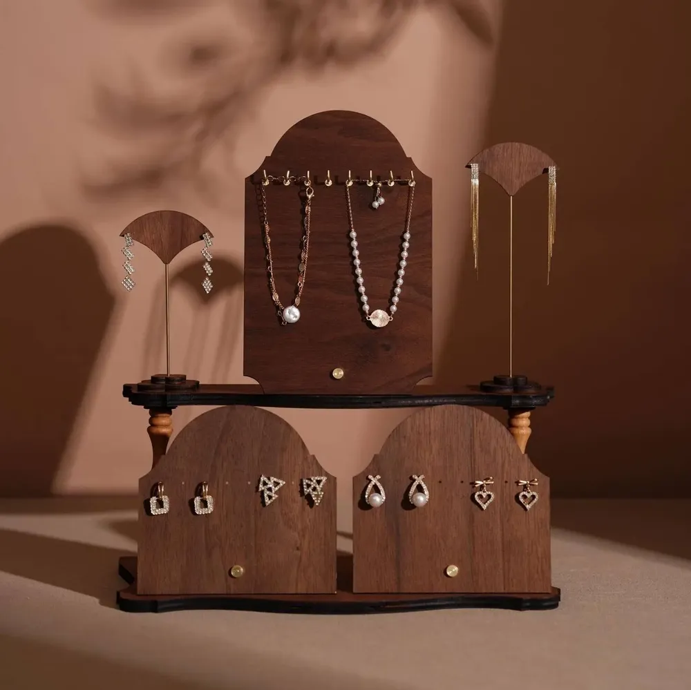 Jewelry - Walnut Veneer Earring and Bracelet Display Set - WHISPERING WOODS