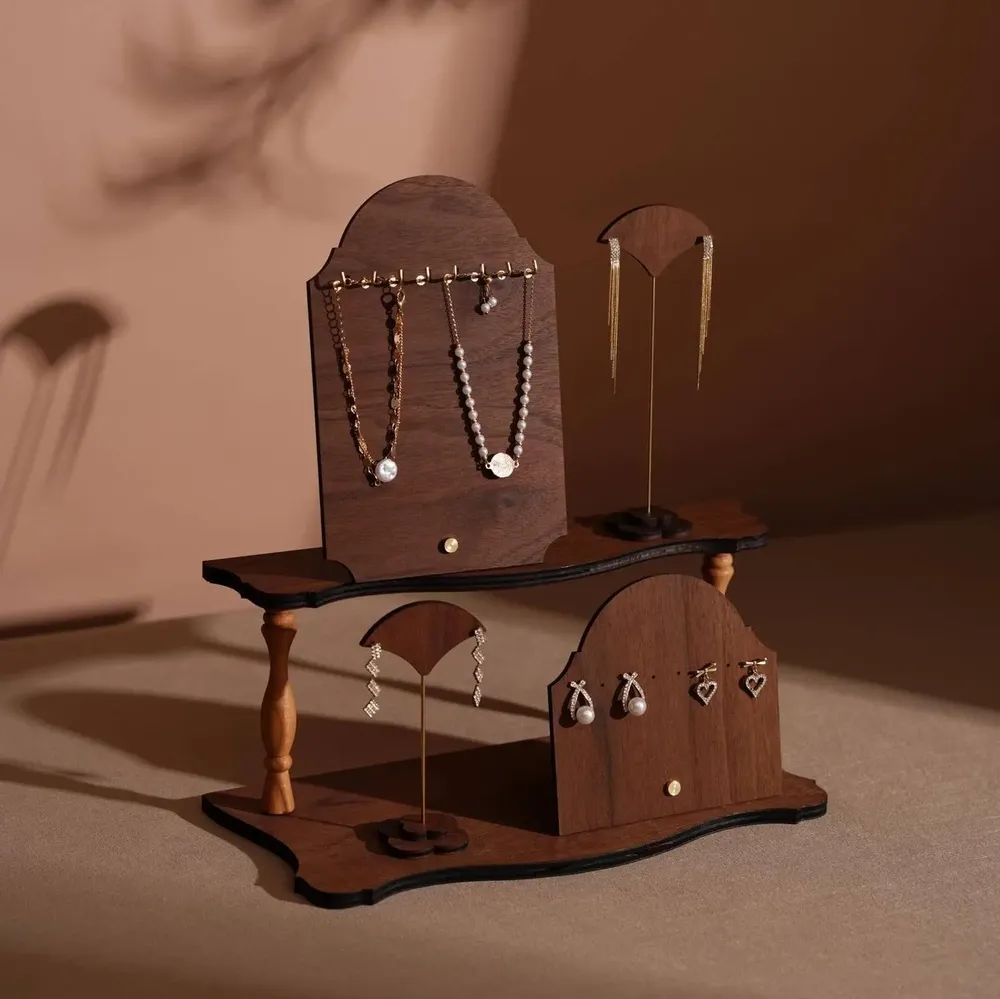 Jewelry - Walnut Veneer Earring and Bracelet Display Set - WHISPERING WOODS