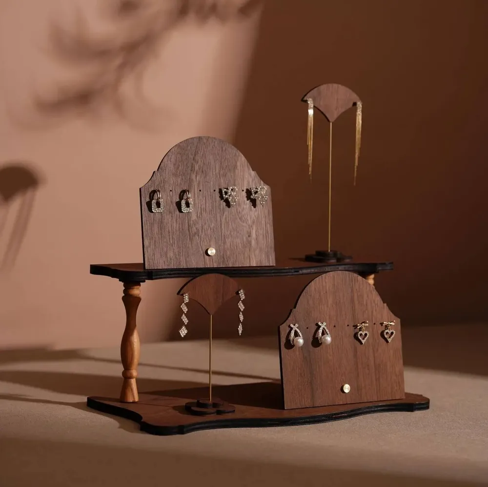 Jewelry - Walnut Veneer Earring and Bracelet Display Set - WHISPERING WOODS