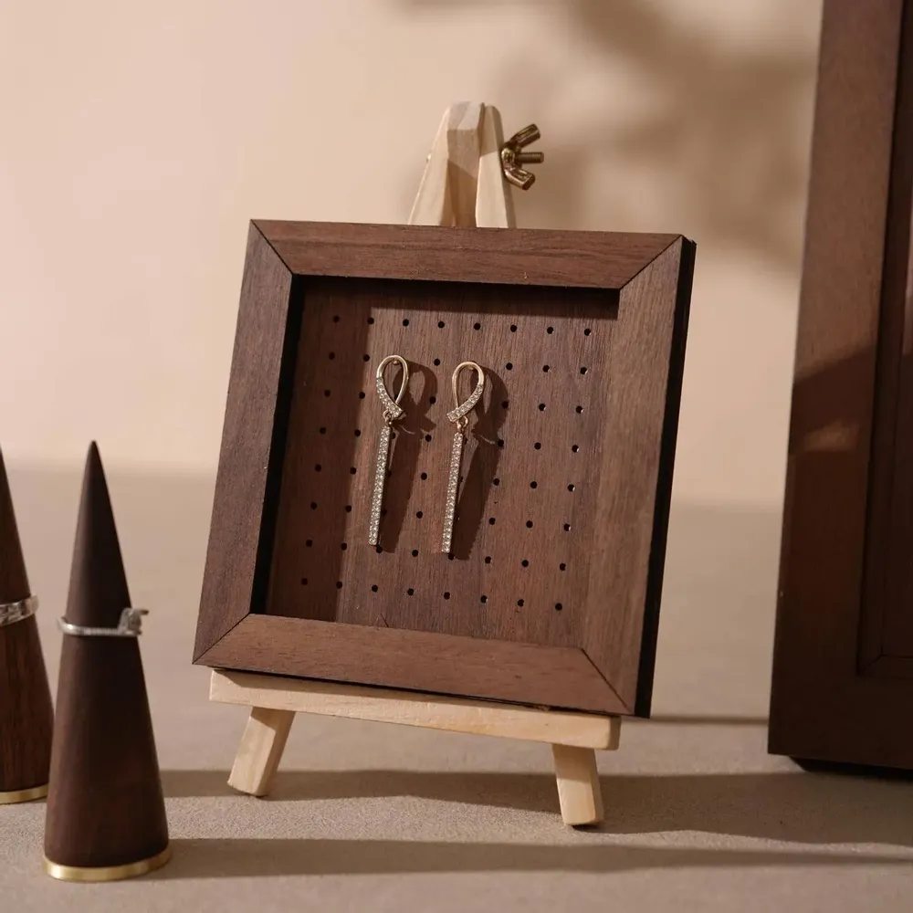Jewelry - Walnut Veneer and Brass Jewelry Display Set - WHISPERING WOODS