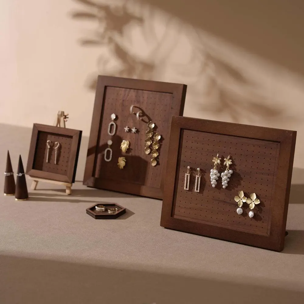 Jewelry - Walnut Veneer and Brass Jewelry Display Set - WHISPERING WOODS