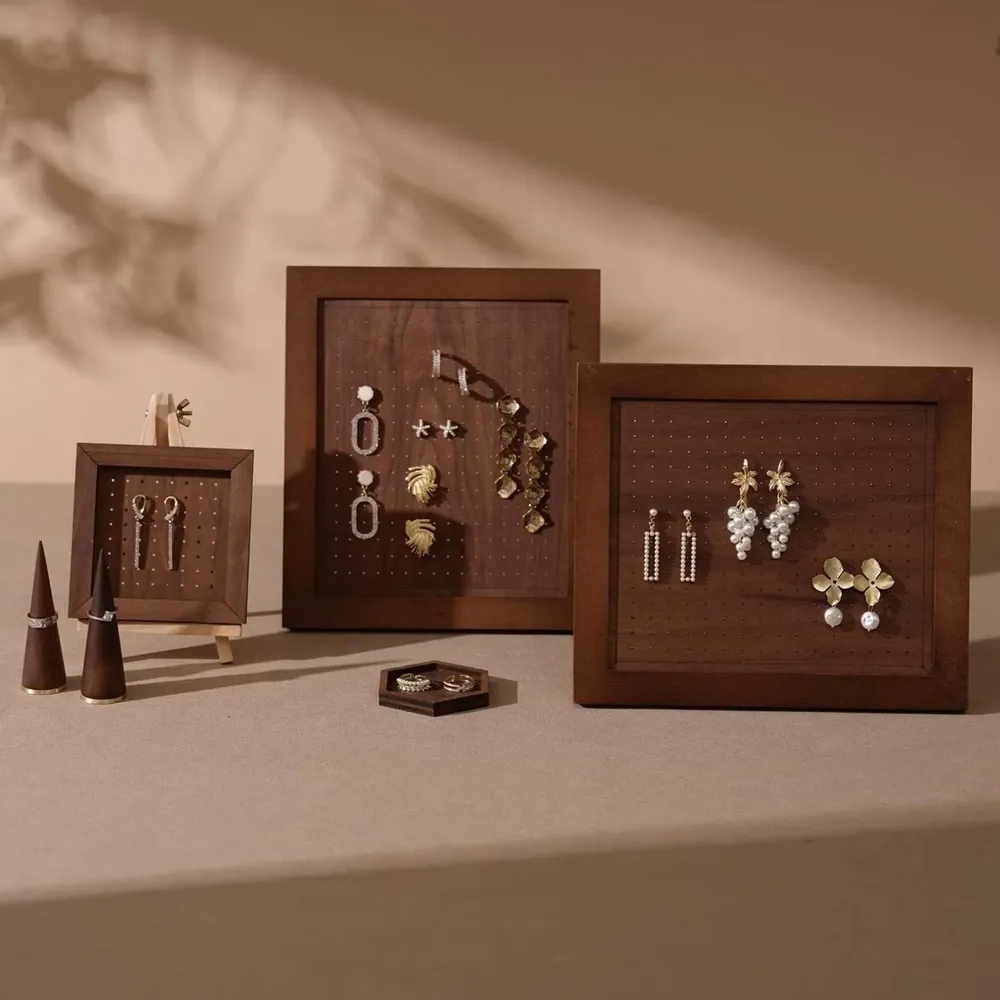 Jewelry - Walnut Veneer and Brass Jewelry Display Set - WHISPERING WOODS