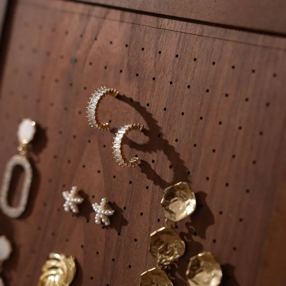 Jewelry - Walnut Veneer and Brass Jewelry Display Set - WHISPERING WOODS