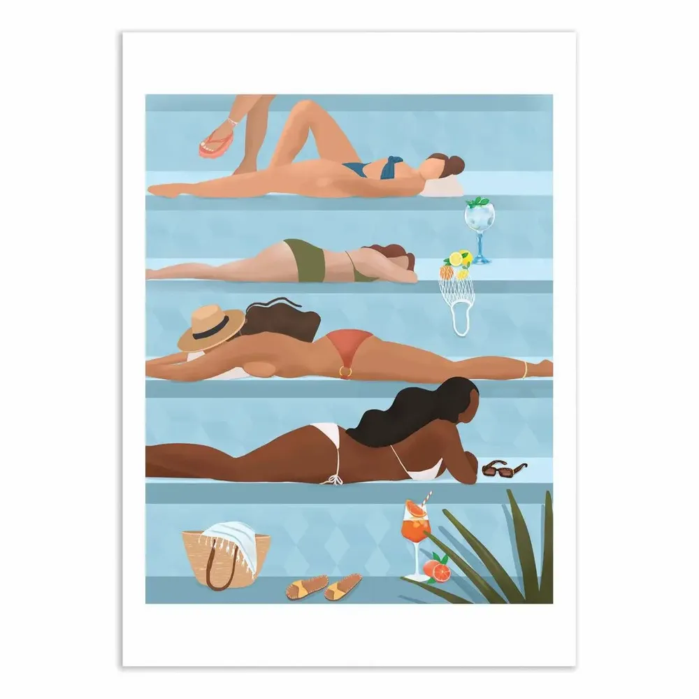 Affiches - Affiche - Ladies by the pool - Petra Lizde - WALL EDITIONS