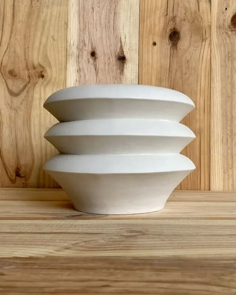 Poterie - Vase sculptural et géométrique en porcelaine blanche - Palindrome A4L - CALLIGRAMME