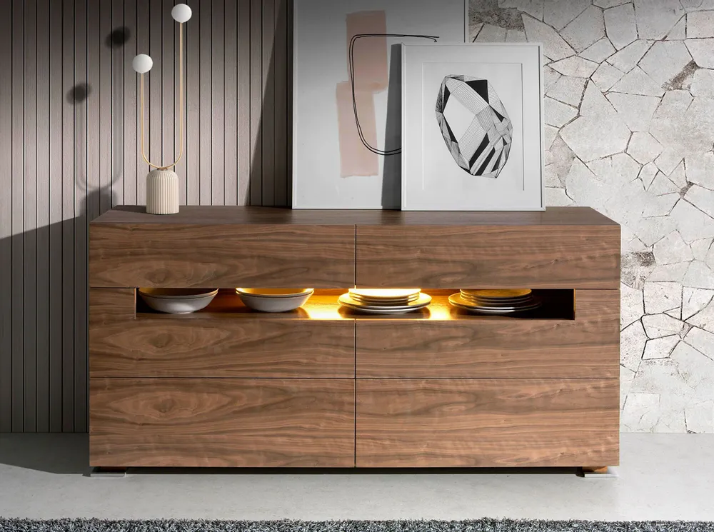 Chests of drawers - Walnut chest of drawers with interior lighting - ANGEL CERDÁ