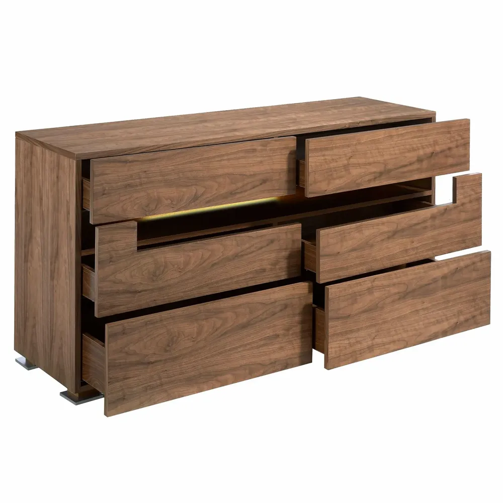 Chests of drawers - Walnut chest of drawers with interior lighting - ANGEL CERDÁ
