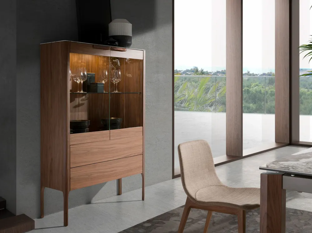 Buffets - Vitrine en noyer et marbre fibre de verre - ANGEL CERDÁ