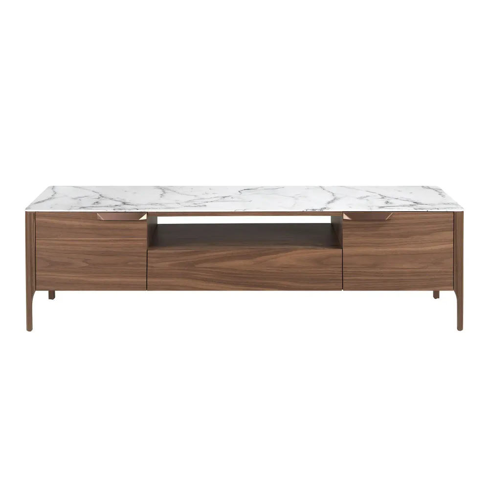Sideboards - Fiberglass TV cabinet with marble and walnut effect - ANGEL CERDÁ
