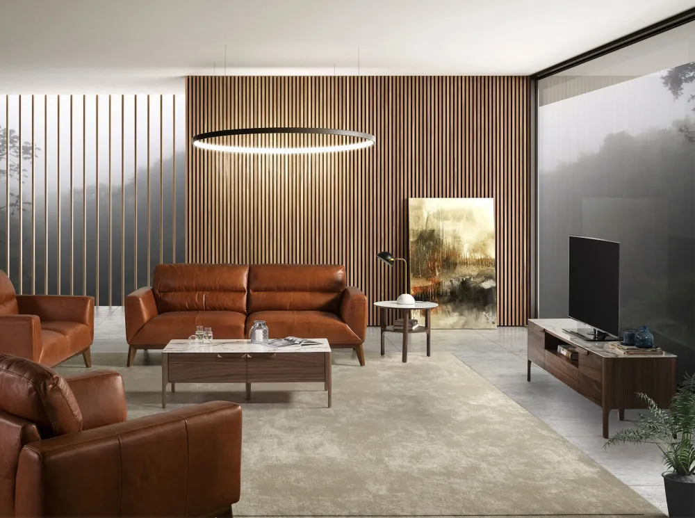 Sideboards - Fiberglass TV cabinet with marble and walnut effect - ANGEL CERDÁ