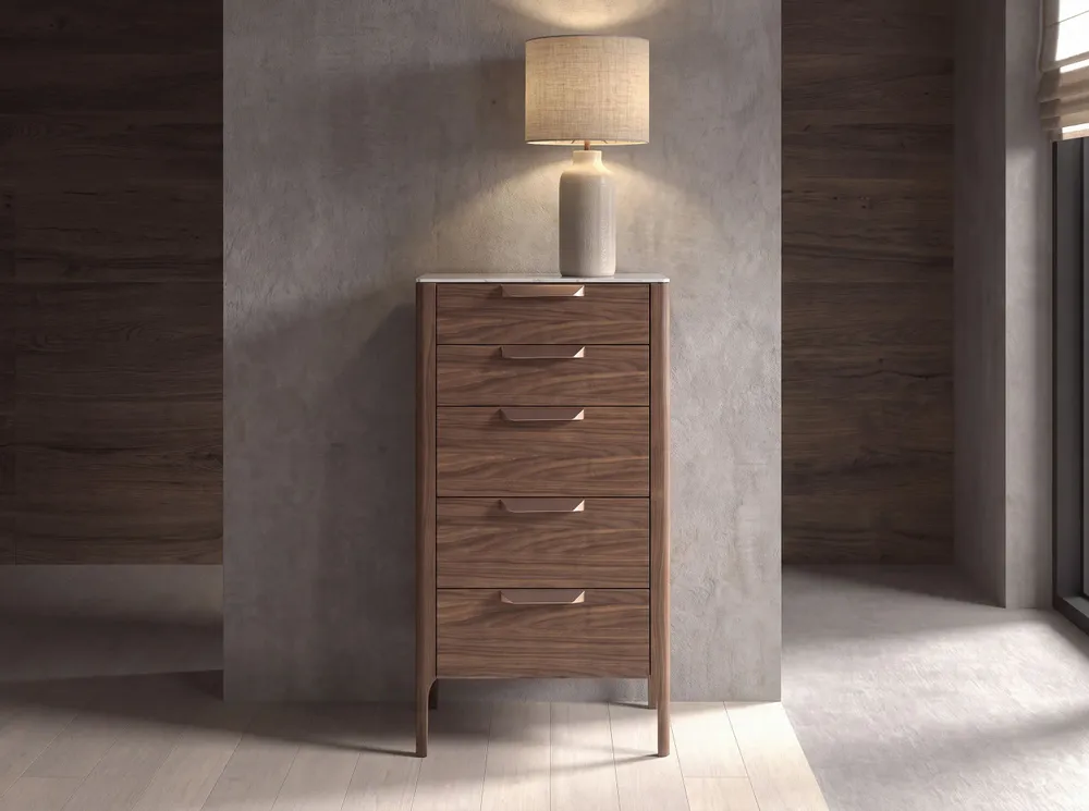 Chests of drawers - Walnut chiffonier and marble imitation glass - ANGEL CERDÁ