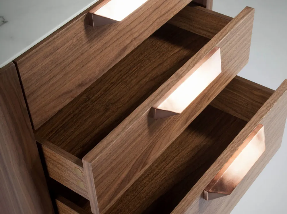 Chests of drawers - Walnut chiffonier and marble imitation glass - ANGEL CERDÁ