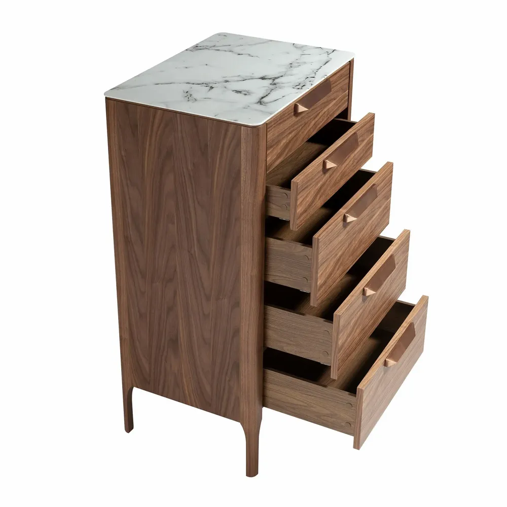 Chests of drawers - Walnut chiffonier and marble imitation glass - ANGEL CERDÁ