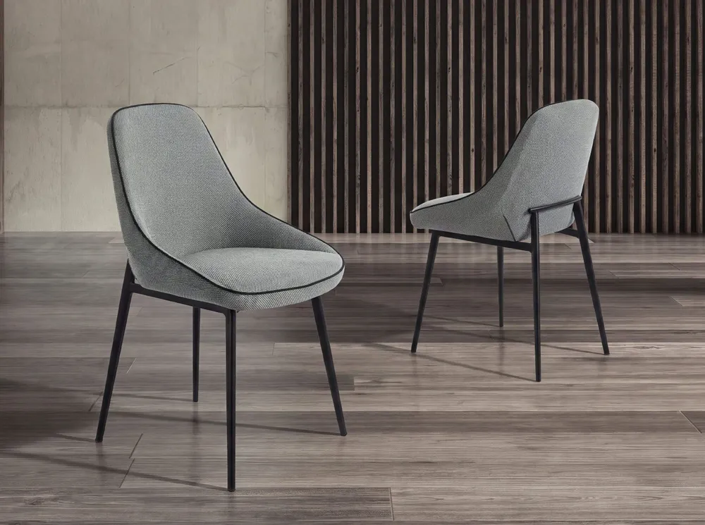 Chairs - Gray fabric Dining table chair with black piping - ANGEL CERDÁ