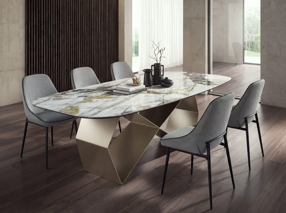 Chairs - Gray fabric Dining table chair with black piping - ANGEL CERDÁ