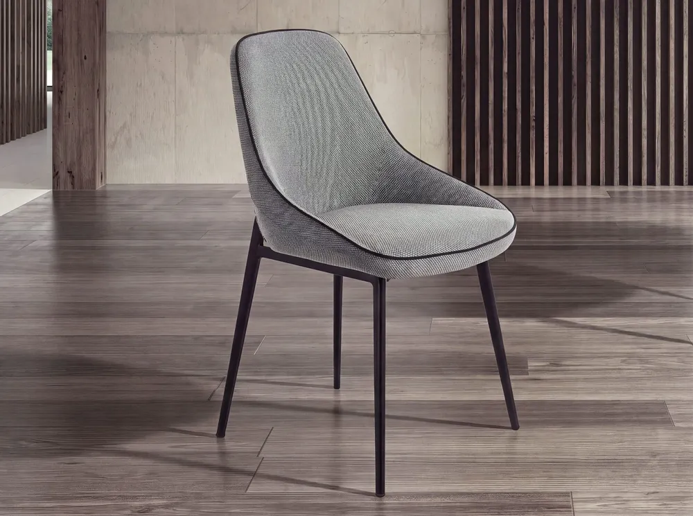 Chairs - Gray fabric Dining table chair with black piping - ANGEL CERDÁ